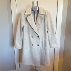 Elegant White Double-Breasted Women's Coat